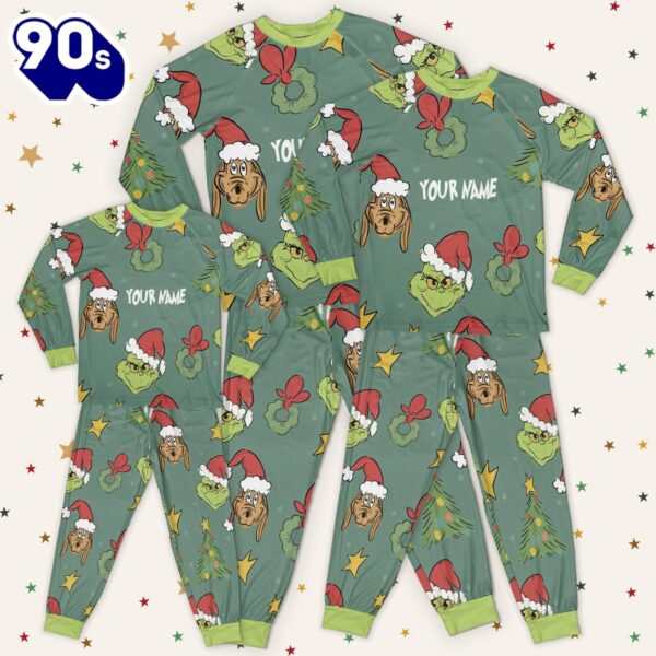 Custom Christmas Grinch Pattern Pajamas Set – Family Disneyland Matching Pajamas Set