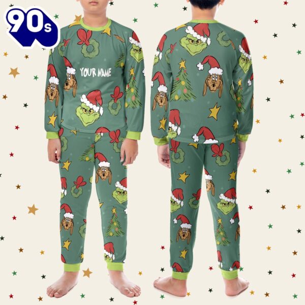 Custom Christmas Grinch Pattern Pajamas Set – Family Disneyland Matching Pajamas Set