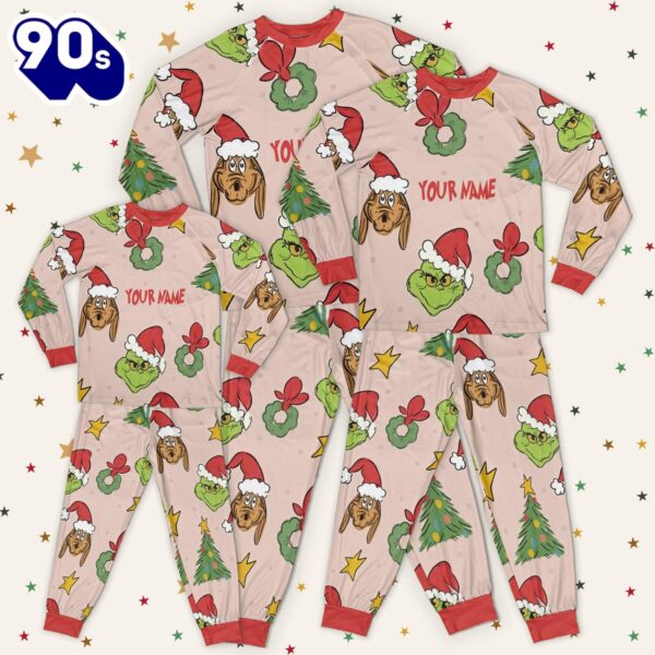 Custom Christmas Grinch Pattern Raglan Pajamas Set – Family Disneyland Matching Pajamas Set