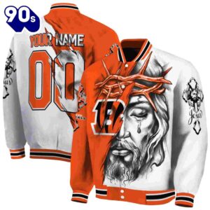 Custom Cincinnati Bengals Jesus Tears Orange White Jacket