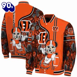 Custom Cincinnati Bengals Rose Mickey Orange Jacket