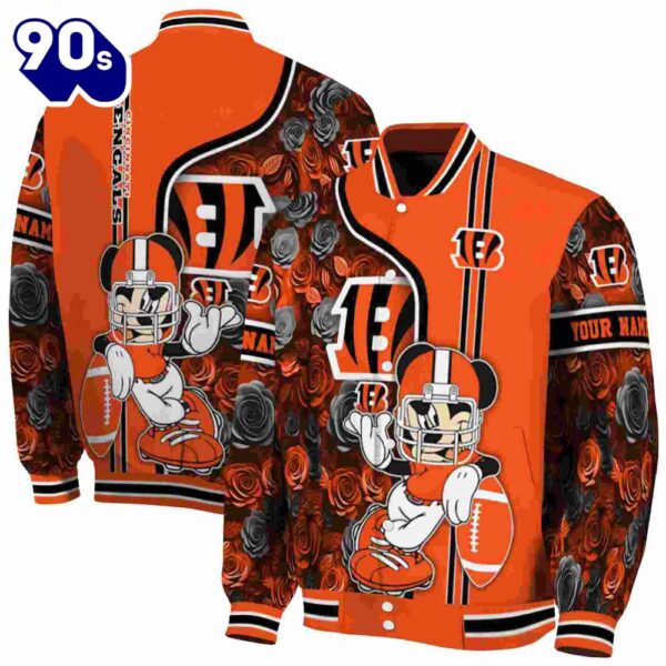 Custom Cincinnati Bengals Rose Mickey Orange Jacket