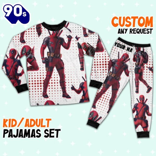 Custom Disney Deadpool and Wolverine Deadpool Colorful Pajamas – Family Disneyland Matching Pajamas Set