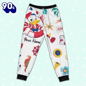 Custom Disney Donald Cruise Trip Colorful Pajamas Set - Movie Cartoon Holiday Pajamas