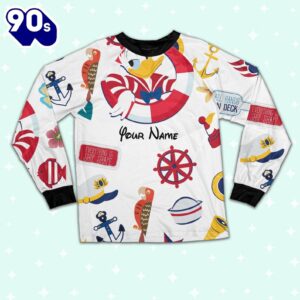 Custom Disney Donald Cruise Trip Colorful Pajamas Set - Movie Cartoon Holiday Pajamas