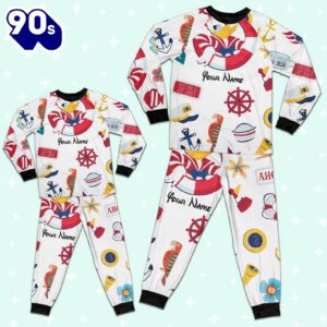 Custom Disney Donald Cruise Trip Colorful Pajamas Set - Movie Cartoon Holiday Pajamas