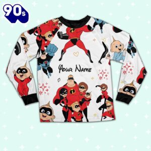 Custom Disney Father Day Mr Incredible the Incredibles Colorful Pajamas Set - Movie Cartoon Holiday Pajamas