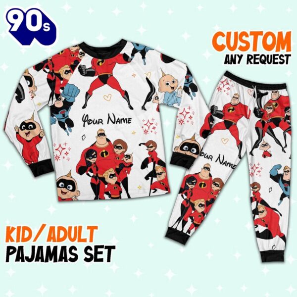 Custom Disney Father Day Mr Incredible the Incredibles Colorful Pajamas Set – Movie Cartoon Holiday Pajamas