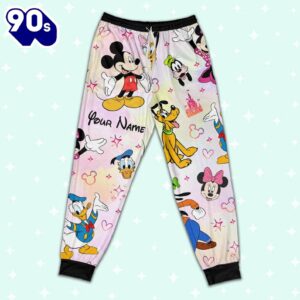 Custom Disney Friends Colorful Pajamas Set - Movie Cartoon Holiday Pajamas