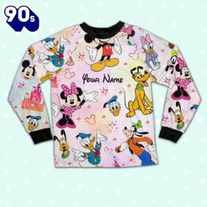 Custom Disney Friends Colorful Pajamas Set - Movie Cartoon Holiday Pajamas