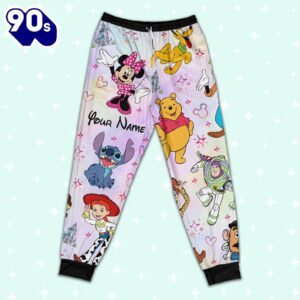 Custom Disney Friends Colorful Team Pajamas Set - Movie Cartoon Holiday Pajamas