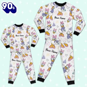 Custom Disney Friends Daisy Colorful Pajamas Set - Movie Cartoon Holiday Pajamas