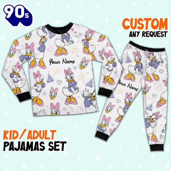 Custom Disney Friends Daisy Colorful Pajamas Set – Movie Cartoon Holiday Pajamas