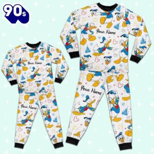 Custom Disney Friends Donald Colorful Pajamas Set - Family Disneyland Matching Pajamas Set