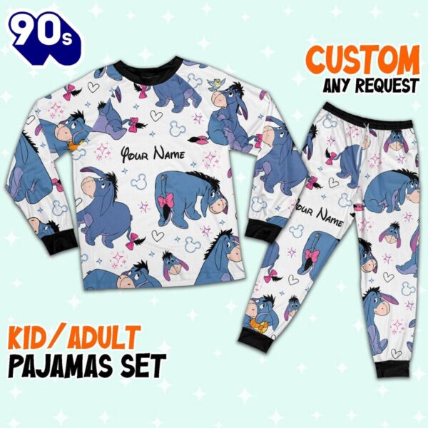 Custom Disney Friends Eeyore Colorful Pajamas Set – Movie Cartoon Holiday Pajamas