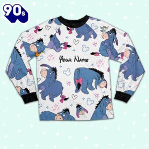 Custom Disney Friends Eeyore Colorful Pajamas Set - Movie Cartoon Holiday Pajamas