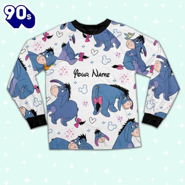 Custom Disney Friends Eeyore Colorful Pajamas Set – Movie Cartoon Holiday Pajamas