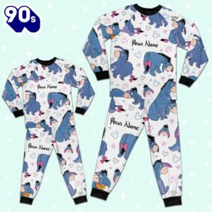 Custom Disney Friends Eeyore Colorful Pajamas Set - Movie Cartoon Holiday Pajamas