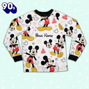 Custom Disney Friends Mickey Colorful Pajamas Set - Movie Cartoon Holiday Pajamas