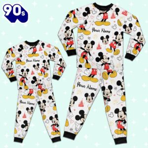 Custom Disney Friends Mickey Colorful Pajamas Set - Movie Cartoon Holiday Pajamas