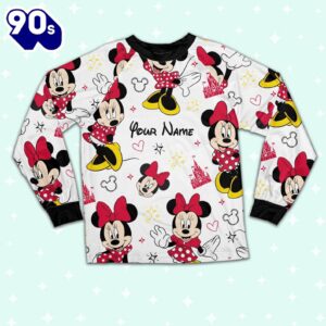 Custom Disney Friends Minnie Colorful Pajamas Set - Movie Cartoon Holiday Pajamas