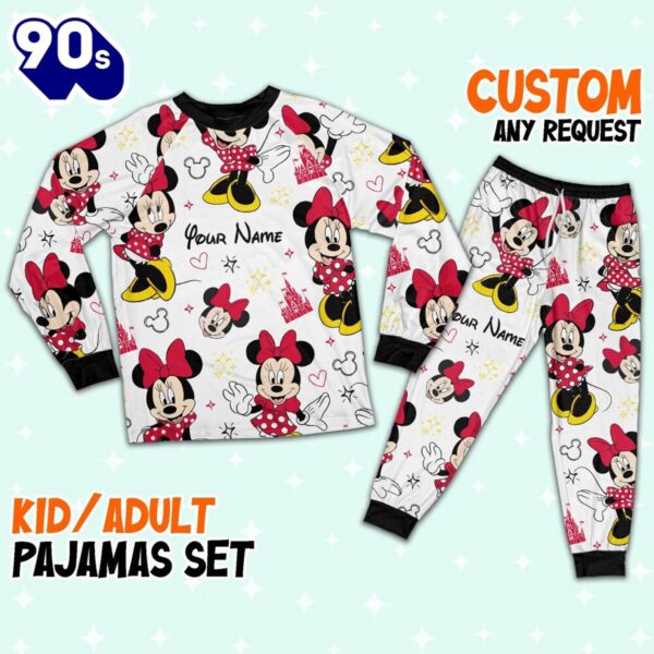 Custom Disney Friends Minnie Colorful Pajamas Set – Movie Cartoon Holiday Pajamas