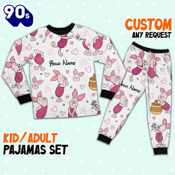 Custom Disney Friends Piglet Colorful Pajamas Set – Movie Cartoon Holiday Pajamas