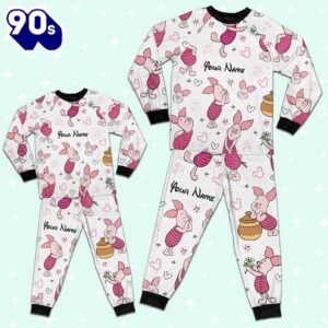 Custom Disney Friends Piglet Colorful Pajamas Set - Movie Cartoon Holiday Pajamas