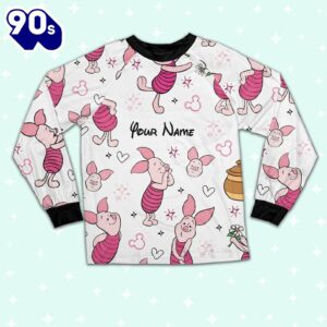 Custom Disney Friends Piglet Colorful Pajamas Set - Movie Cartoon Holiday Pajamas