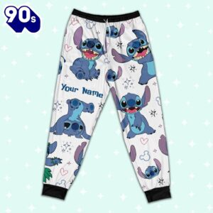 Custom Disney Friends Stitch Colorful Pajamas Set - Movie Cartoon Holiday Pajamas