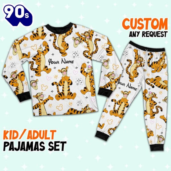 Custom Disney Friends Tigger Colorful Pajamas Set – Family Disneyland Matching Pajamas Set