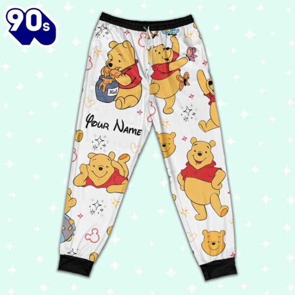 Custom Disney Friends Winnie the Pooh Colorful Pajamas Set – Movie Cartoon Holiday Pajamas