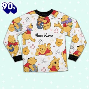 Custom Disney Friends Winnie the Pooh Colorful Pajamas Set - Movie Cartoon Holiday Pajamas