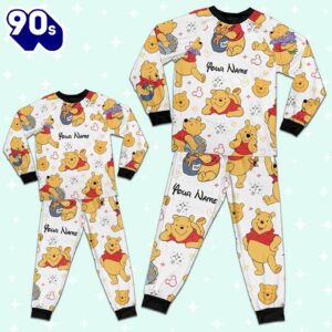 Custom Disney Friends Winnie the Pooh Colorful Pajamas Set - Movie Cartoon Holiday Pajamas