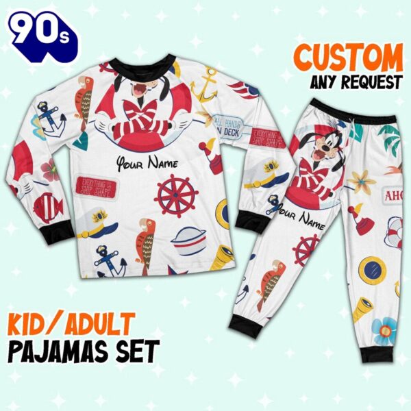 Custom Disney Goofy Cruise Trip Colorful Pajamas Set – Movie Cartoon Holiday Pajamas