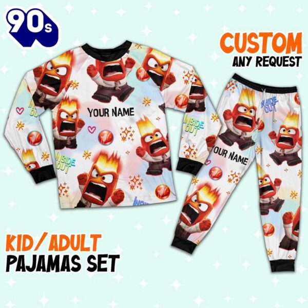 Custom Disney Inside Out Anger Red Color Pajamas Set – Family Disneyland Matching Pajamas Set