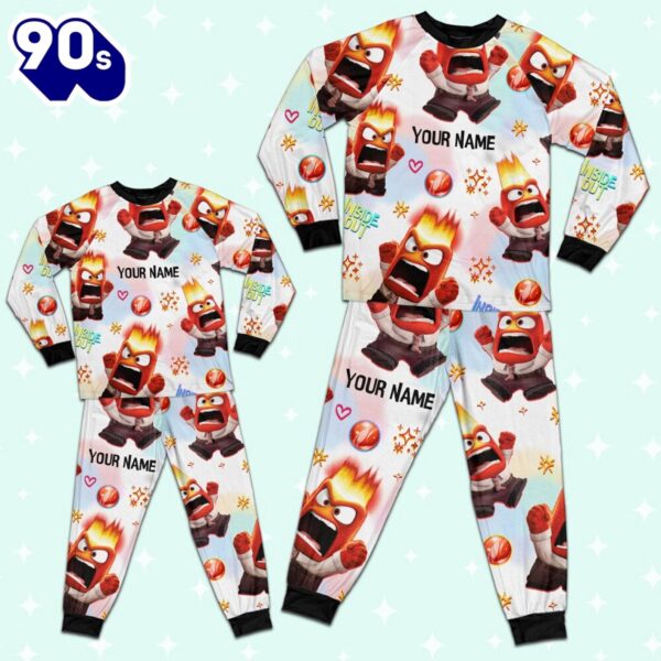 Custom Disney Inside Out Anger Red Color Pajamas Set – Family Disneyland Matching Pajamas Set