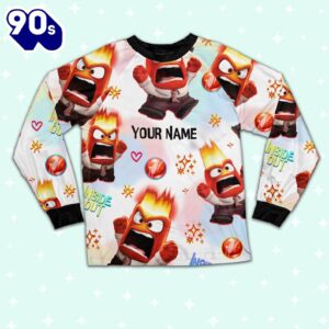 Custom Disney Inside Out Anger Red Color Pajamas Set - Family Disneyland Matching Pajamas Set