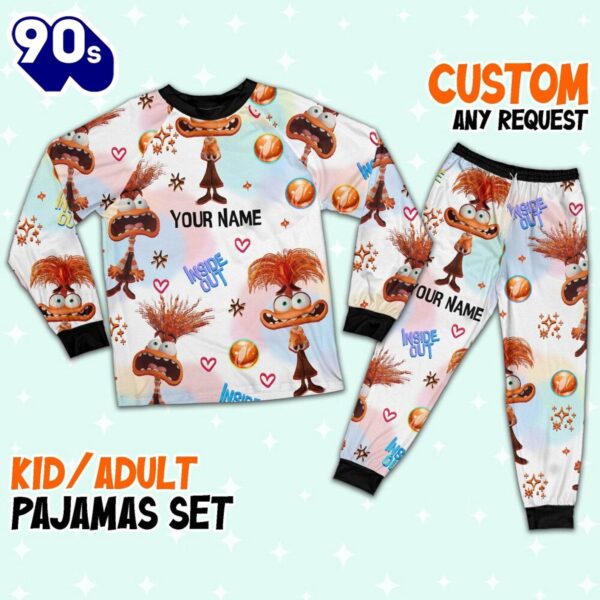 Custom Disney Inside Out Anxiety Orange Color Pajamas Set – Family Disneyland Matching Pajamas Set