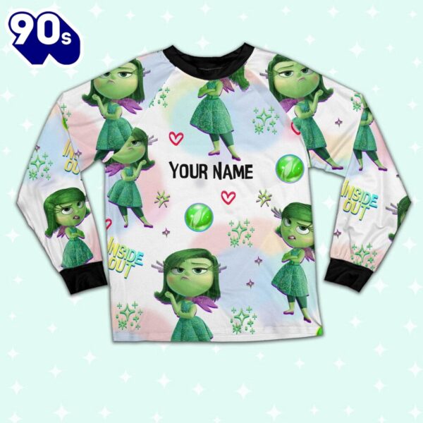 Custom Disney Inside Out Disgust Green Color Pajamas Set – Movie Cartoon Holiday Pajamas