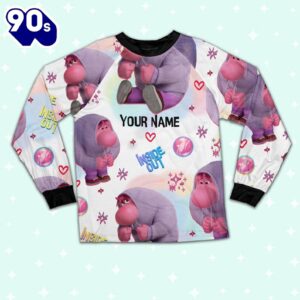 Custom Disney Inside Out Embarrassment Pink Color Pajamas Set - Movie Cartoon Holiday Pajamas