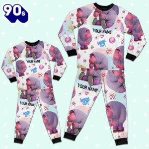 Custom Disney Inside Out Embarrassment Pink Color Pajamas Set - Movie Cartoon Holiday Pajamas