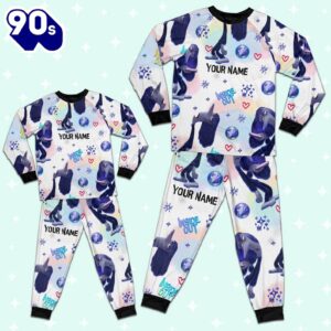 Custom Disney Inside Out Ennui Navy Color Pajamas Set - Movie Cartoon Holiday Pajamas