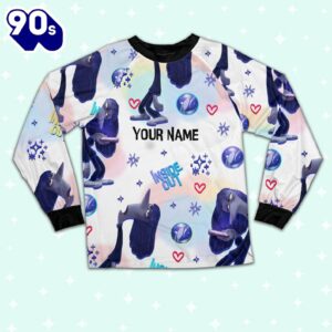 Custom Disney Inside Out Ennui Navy Color Pajamas Set - Movie Cartoon Holiday Pajamas