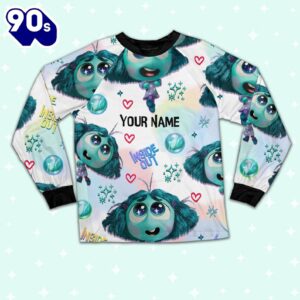 Custom Disney Inside Out Envy Turquoise Color Pajamas Set - Movie Cartoon Holiday Pajamas