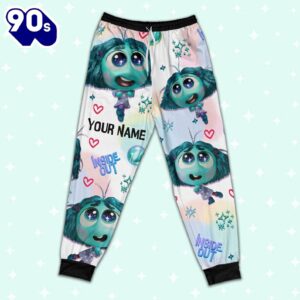 Custom Disney Inside Out Envy Turquoise Color Pajamas Set - Movie Cartoon Holiday Pajamas