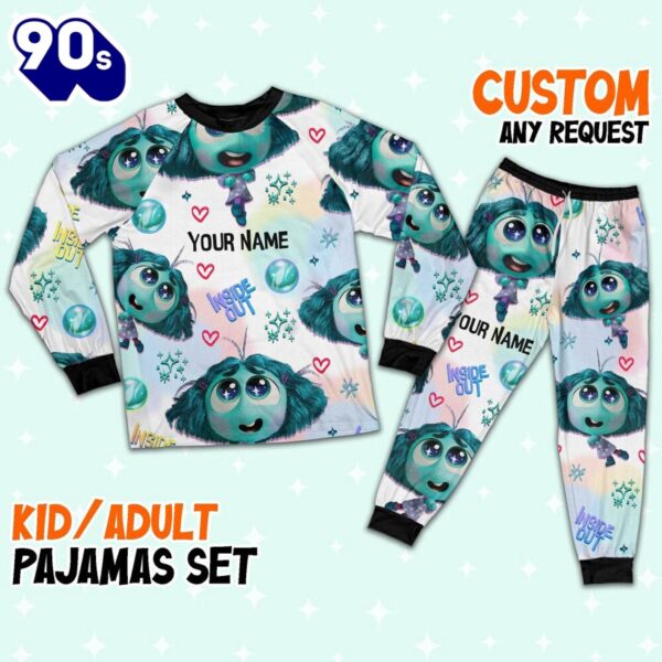 Custom Disney Inside Out Envy Turquoise Color Pajamas Set – Movie Cartoon Holiday Pajamas