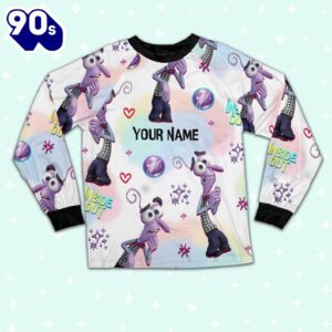 Custom Disney Inside Out Fear Purple Color Pajamas Set - Movie Cartoon Holiday Pajamas