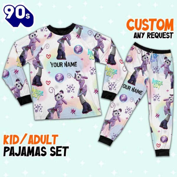 Custom Disney Inside Out Fear Purple Color Pajamas Set – Movie Cartoon Holiday Pajamas