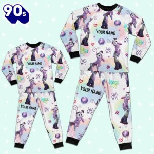 Custom Disney Inside Out Fear Purple Color Pajamas Set - Movie Cartoon Holiday Pajamas